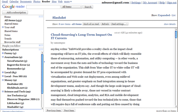 Google Reader - Clean Minimalist and Readable