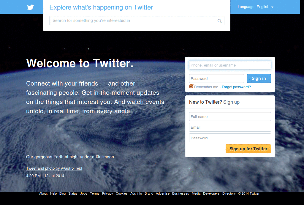 Twitter ( small header, consistent font-size )