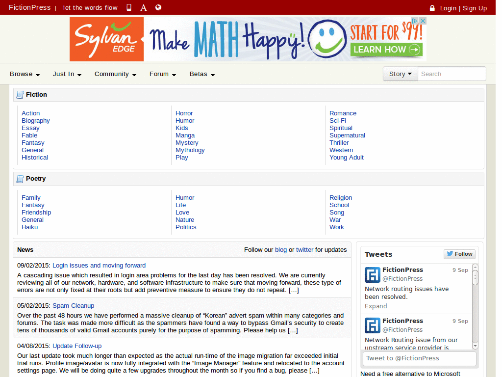 Fictionpress - reenable text selection.