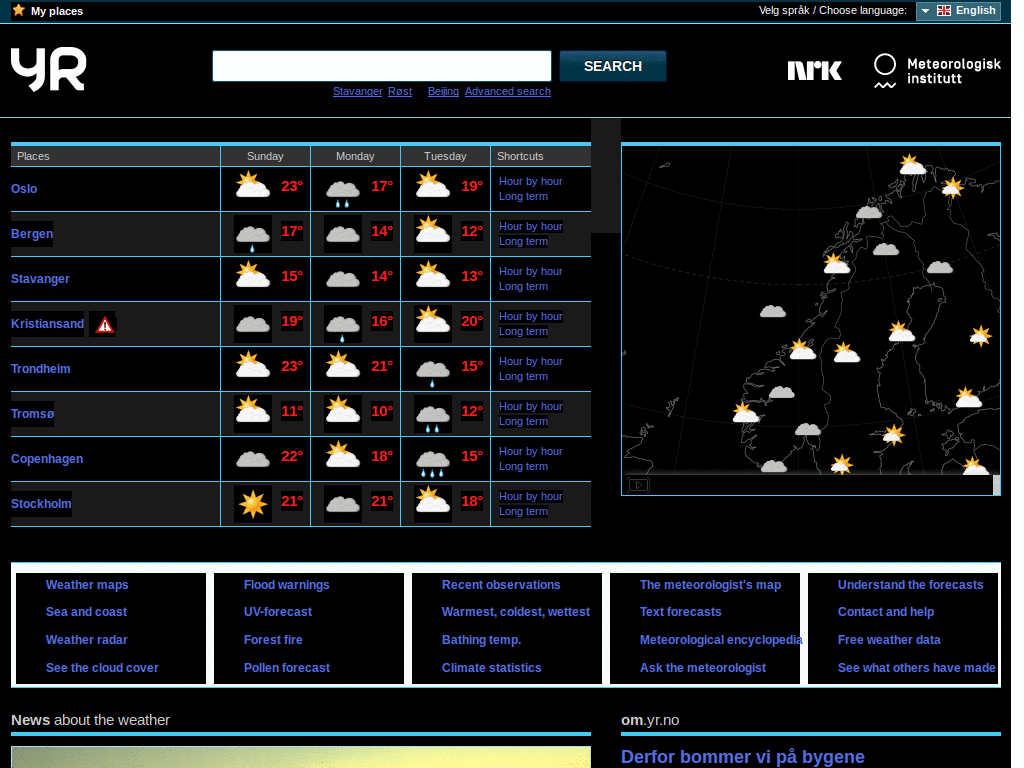 Yr.no dark theme