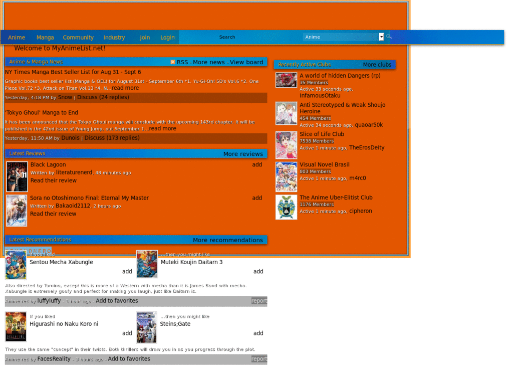 MyAnimeList.net :: Minimalist Orange & Blue