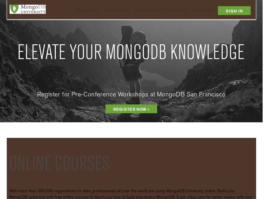 MongoDB Brown, Grey and Green