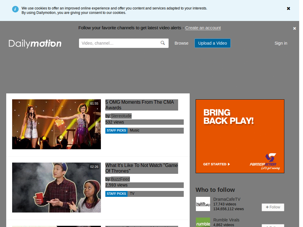 Dailymotion gray black text