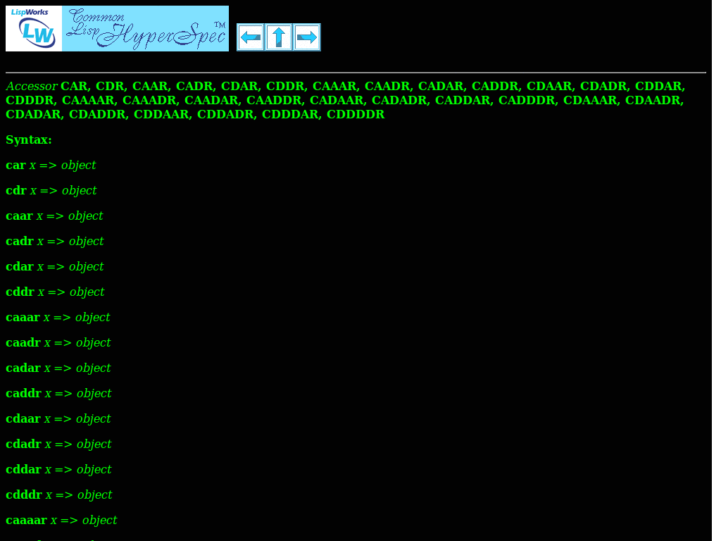 Common Lisp Hyper Spec Dark