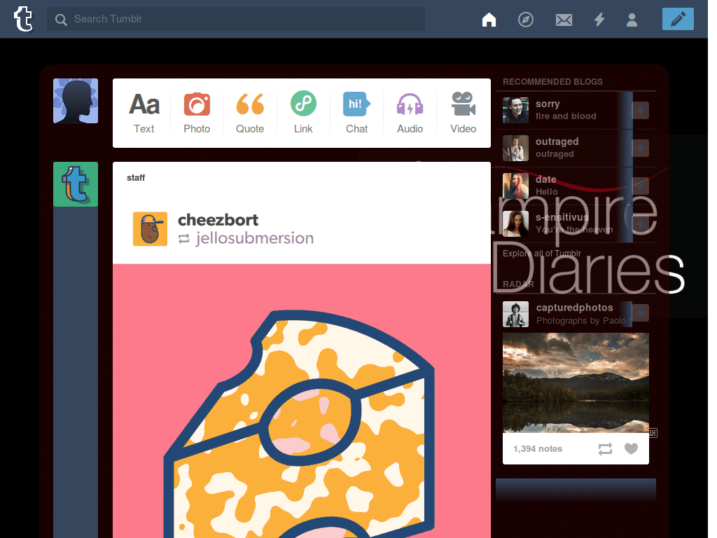 The Vampire Diaries logo dashboard