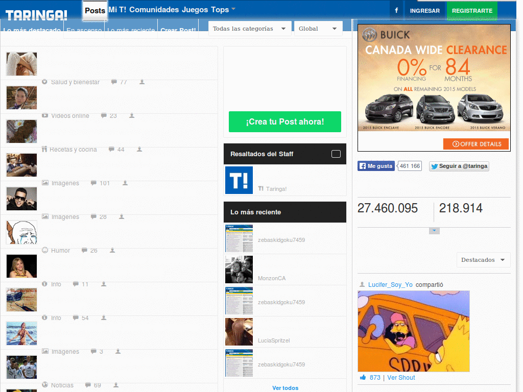 Taringa V6 responsive crystal