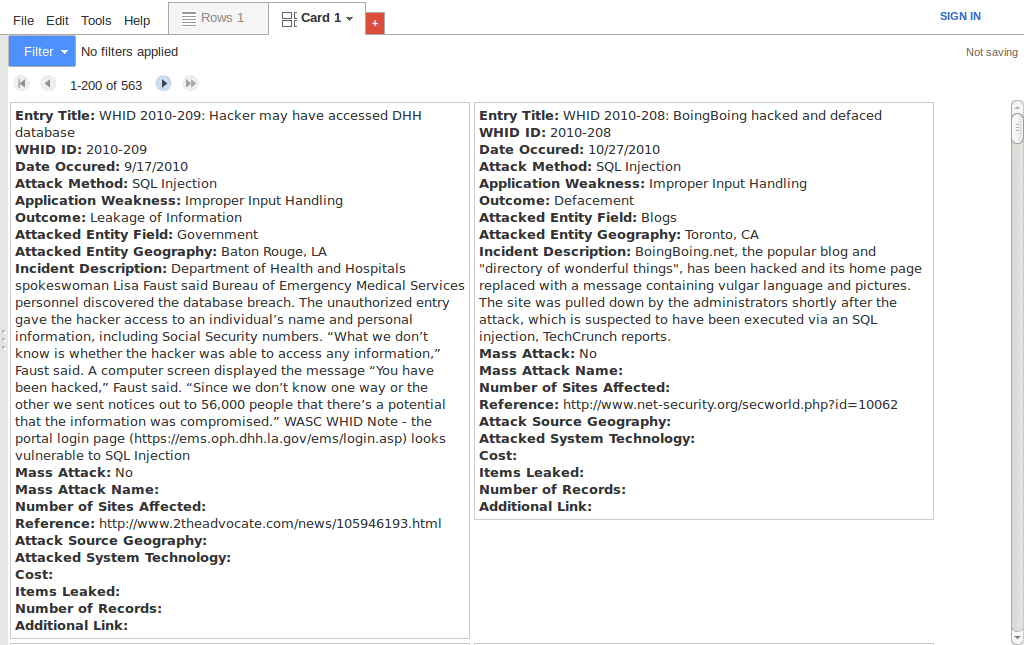 Google Fusion Tables compact