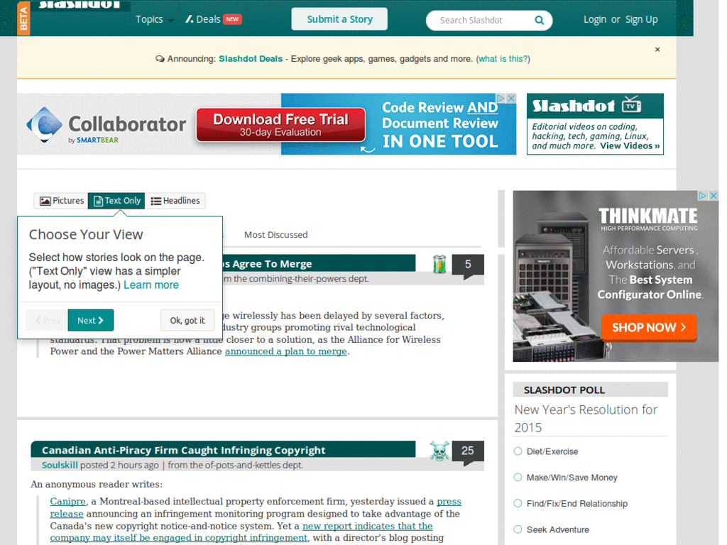 slashdot beta - classic