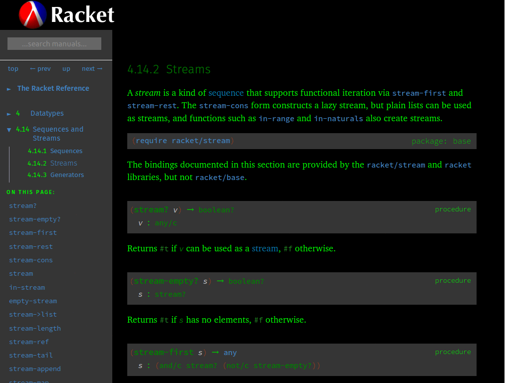 Racket Docs Dark
