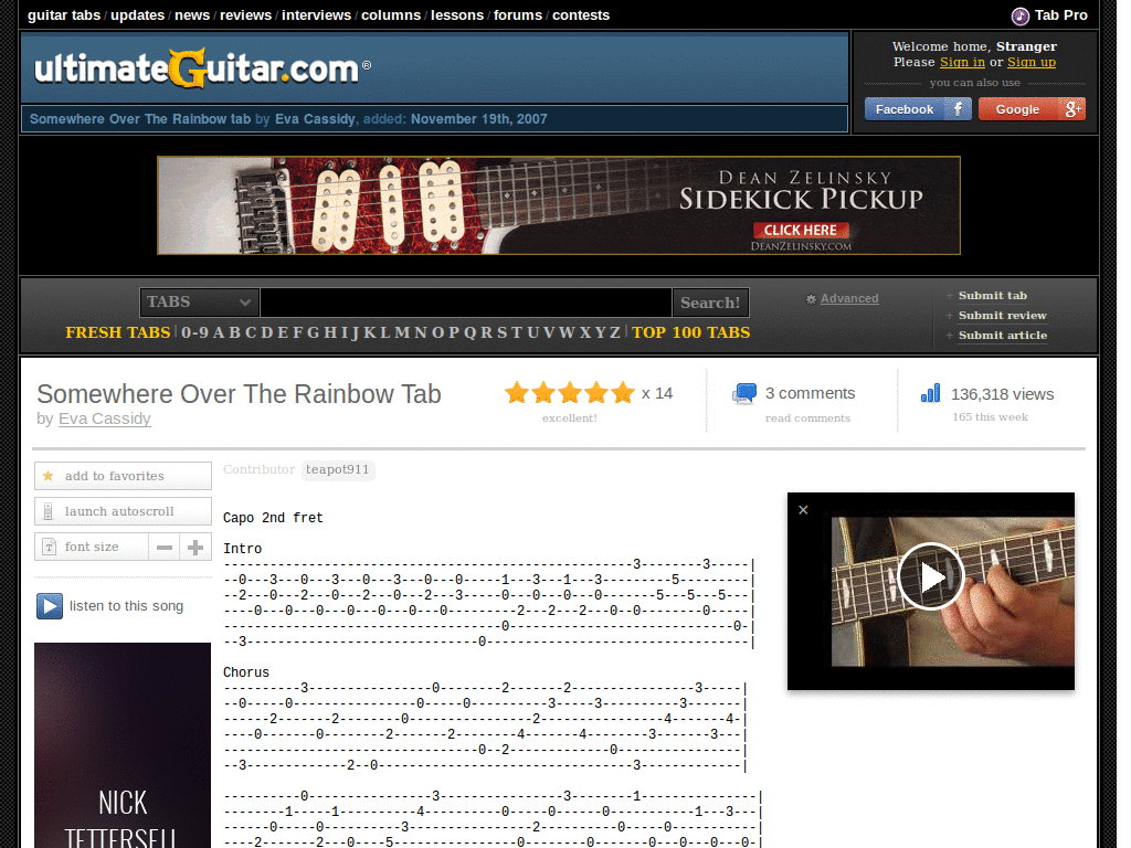 Ultimate Guitar - block player bar