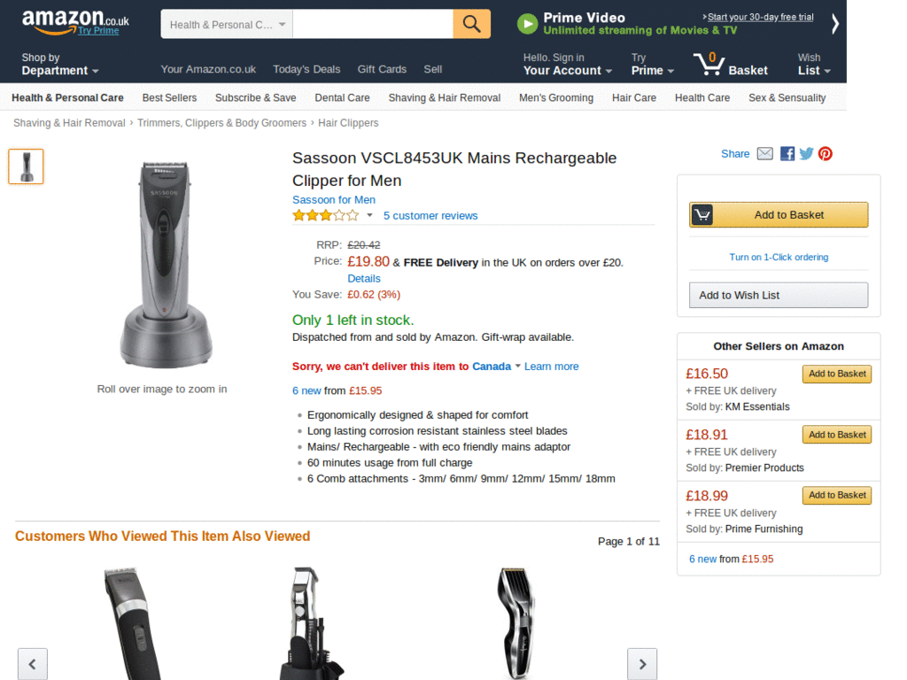 Amazon.co.uk "Disclaimer"