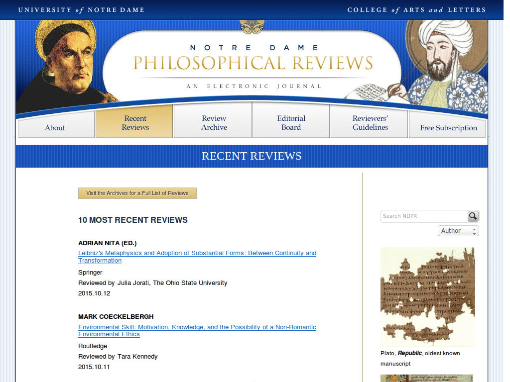 Notre Dame Phil Reviews