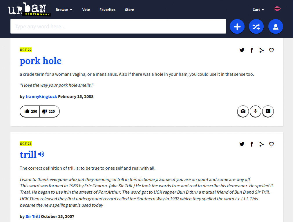 UrbanDictionary - Kein Deutsch - No top banner