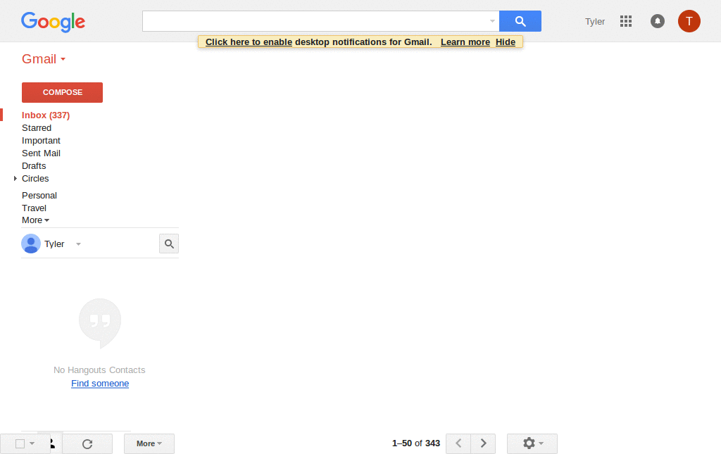 Gmail lager sizebar