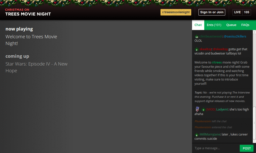 Trees Movie Night Dark Theme