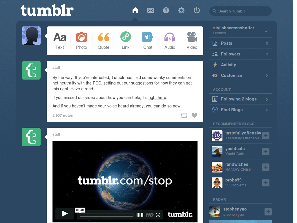 remove net neutrality annoyances from tumblr
