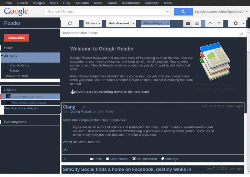 google reader dark-blue-gray