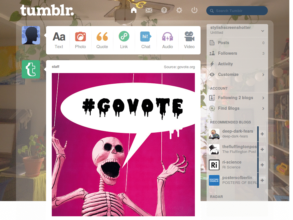 Planty Tumblr Dashboard Theme