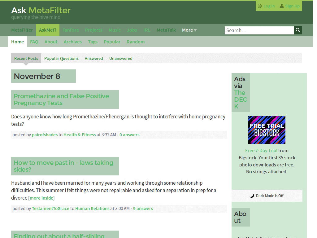 Metafilter - Ask Metafilter - Pastel Green (2009)