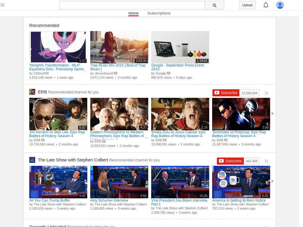 Youtube minimal appbar menu