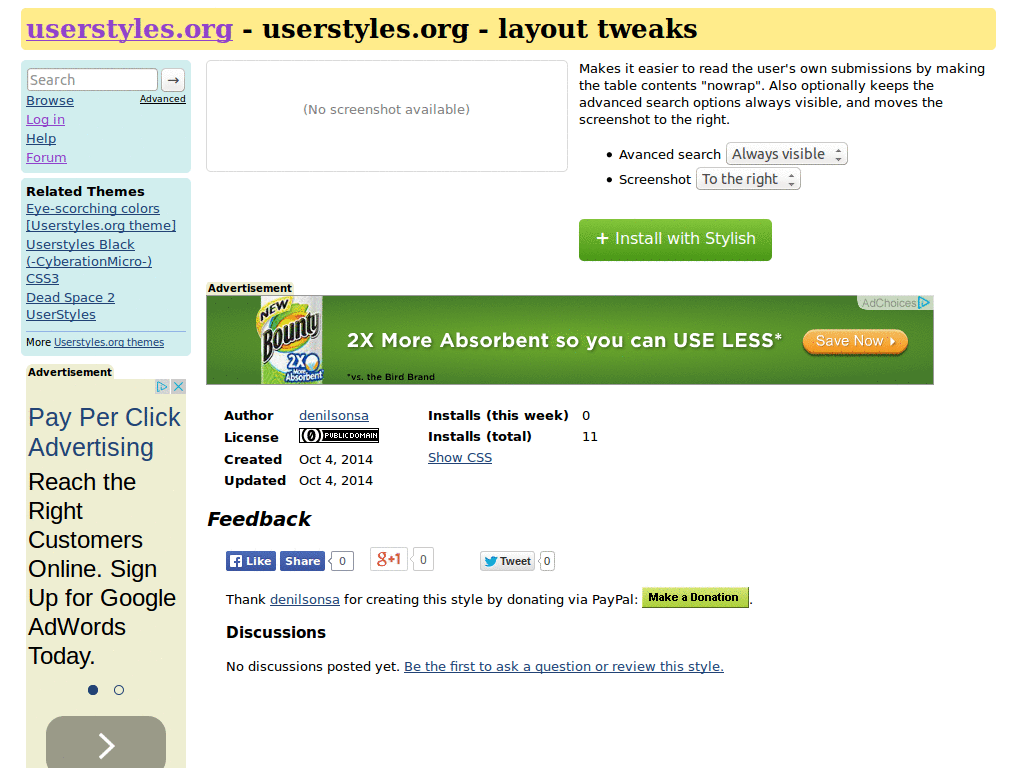 userstyles.org - layout tweaks