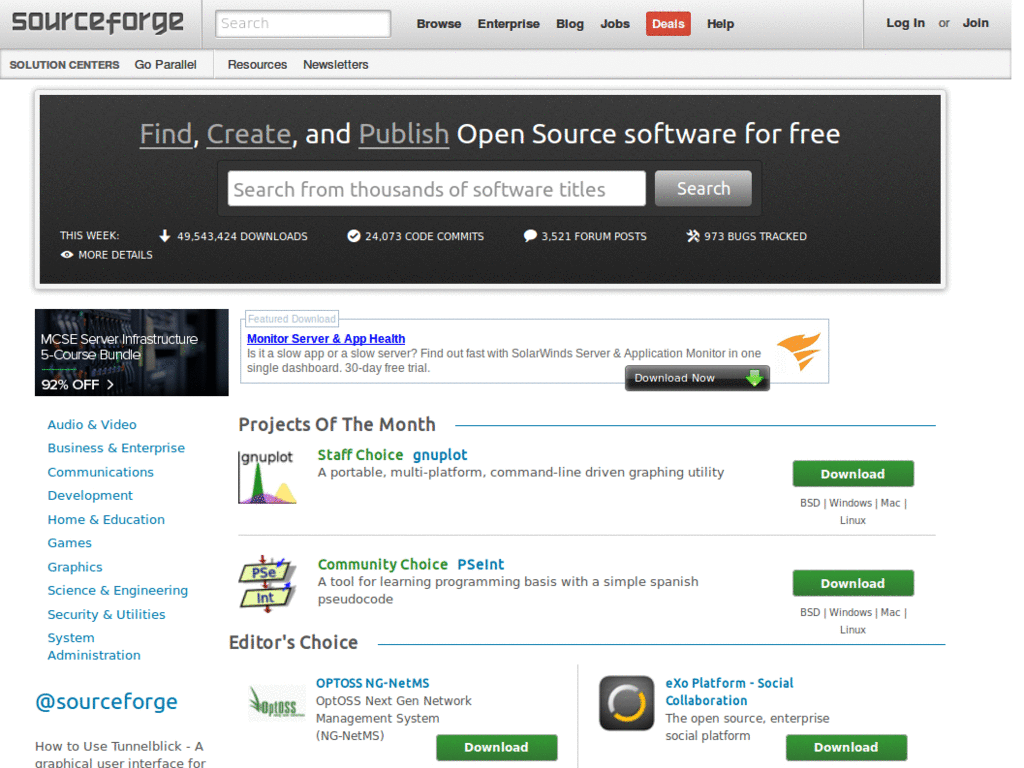 Sourceforge.net - remove ads & fix layout
