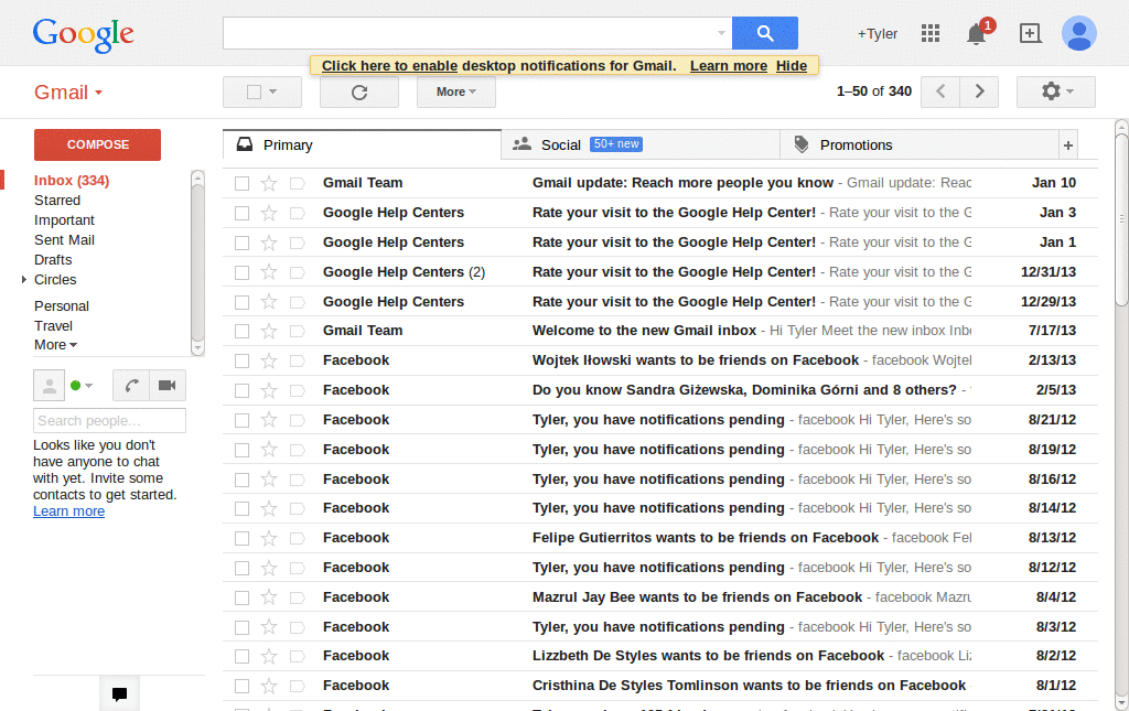 Gmail - Visible Scroll Bar