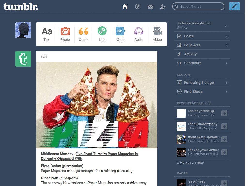 Tumblr - 500px  Dashboard