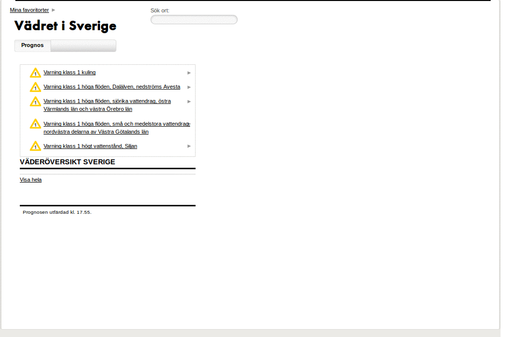 SMHI väderprognos - Kompakt utseende (test)