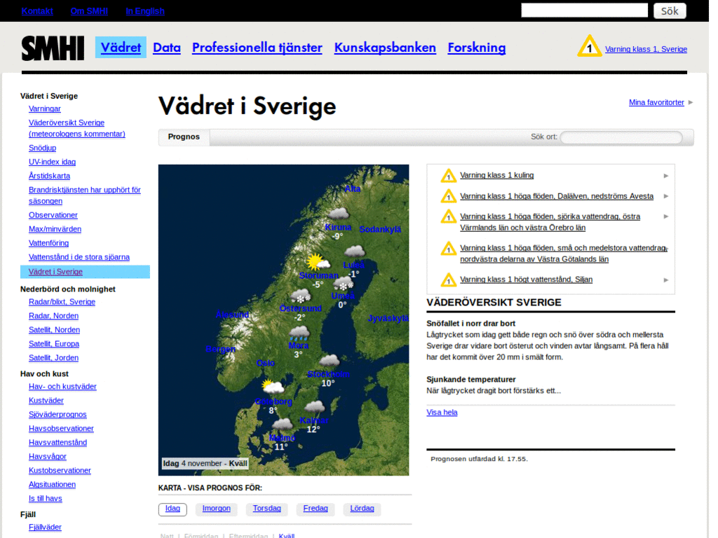 SMHI väderprognos - Högkontrast (test)