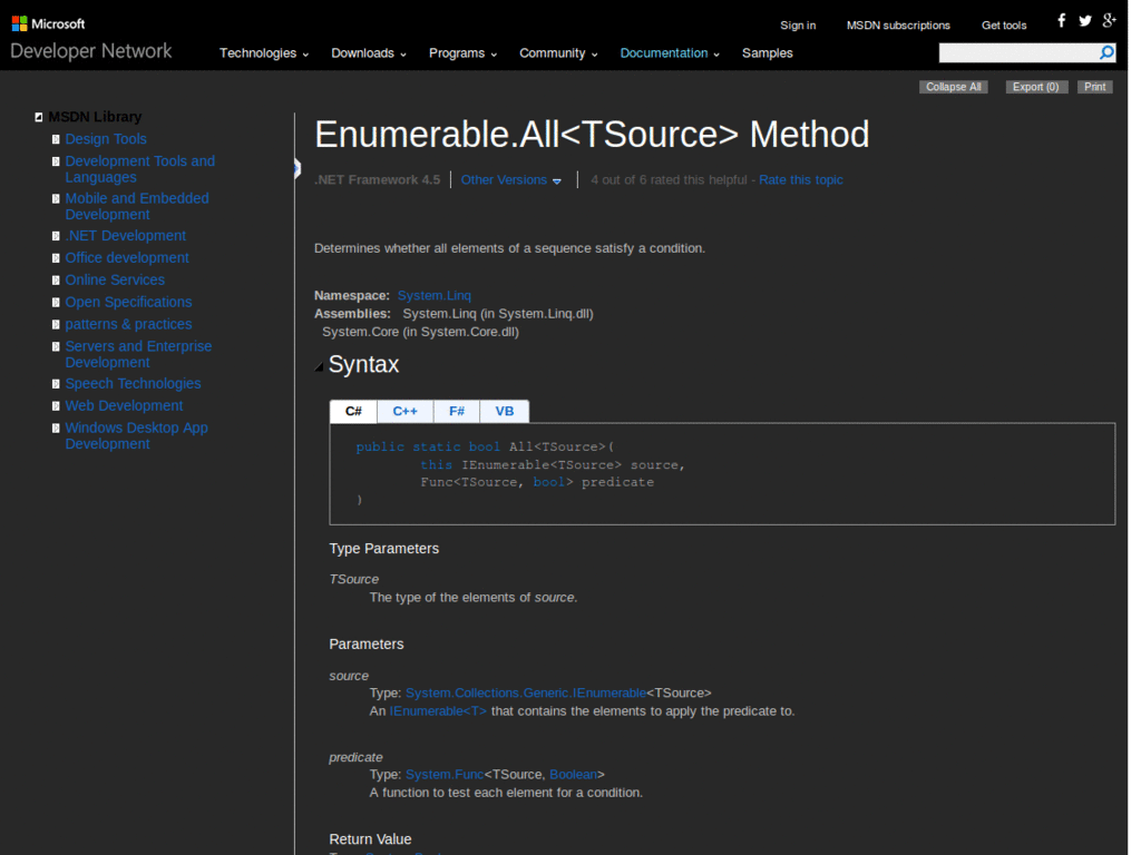 MSDN Dark Docs