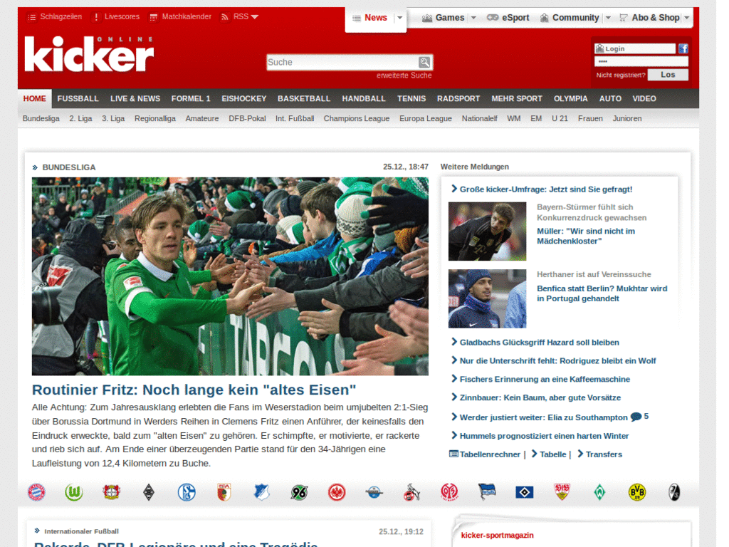 Kicker zentriert