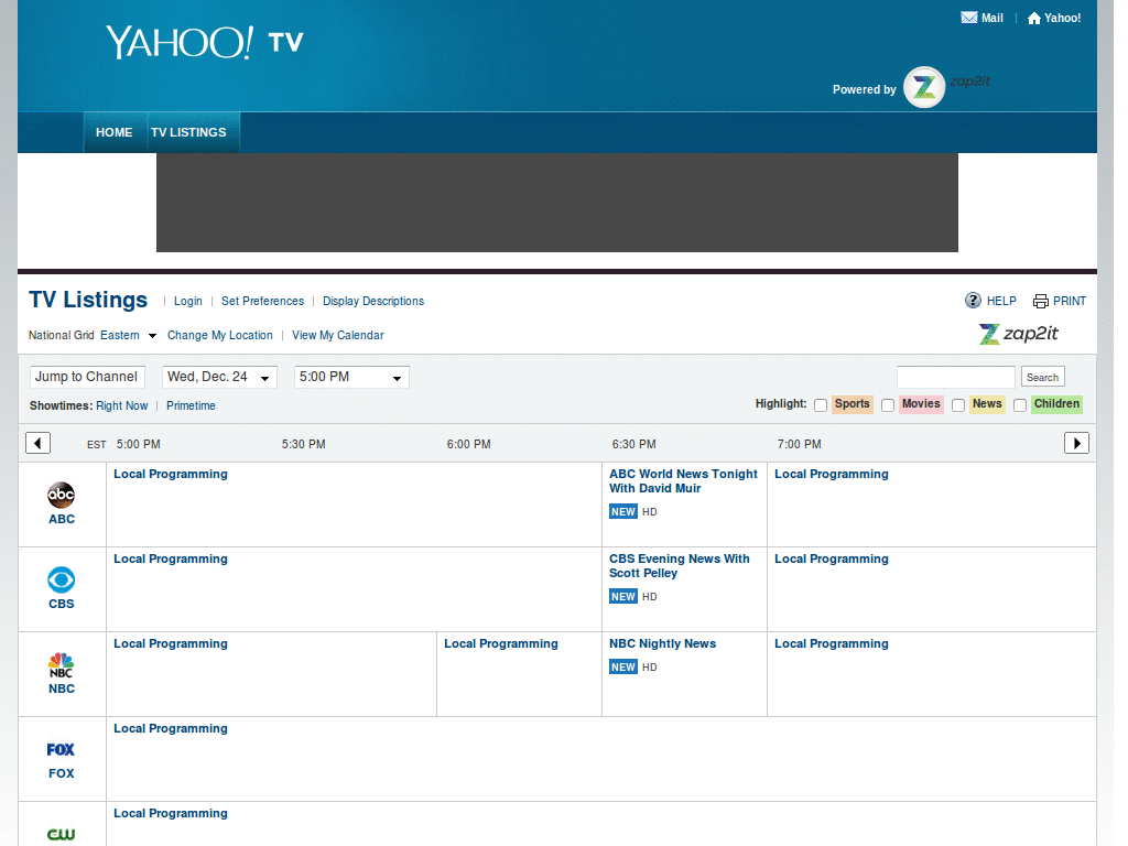 zap2it TV overschedule