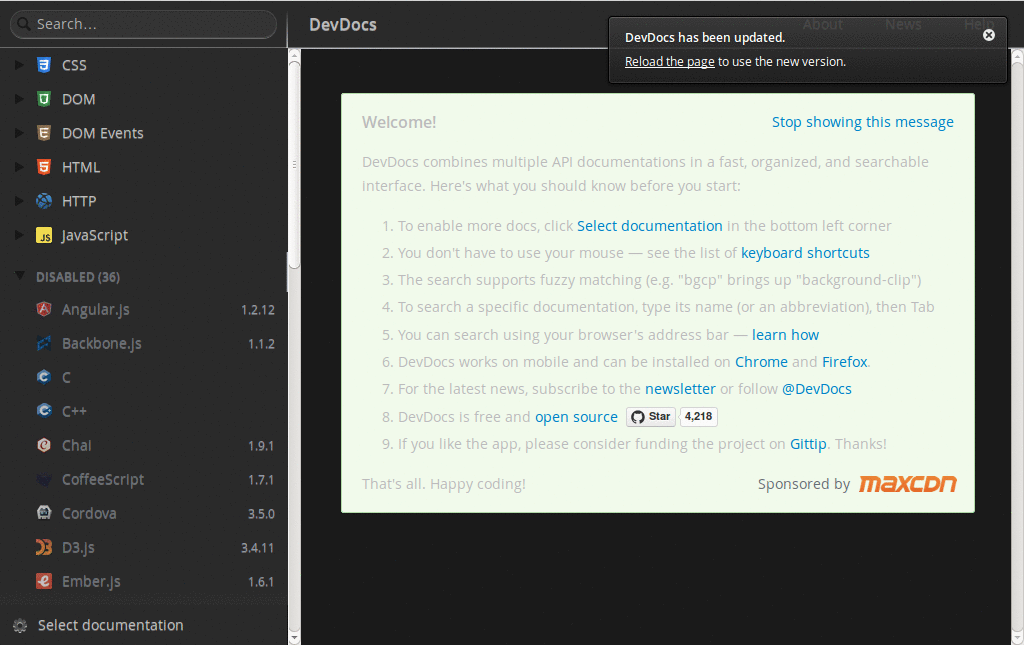 Dark DevDocs