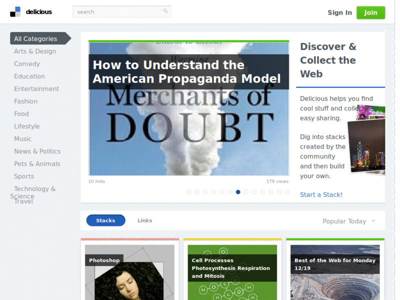 delicious.com: use (mostly) default sans-serif