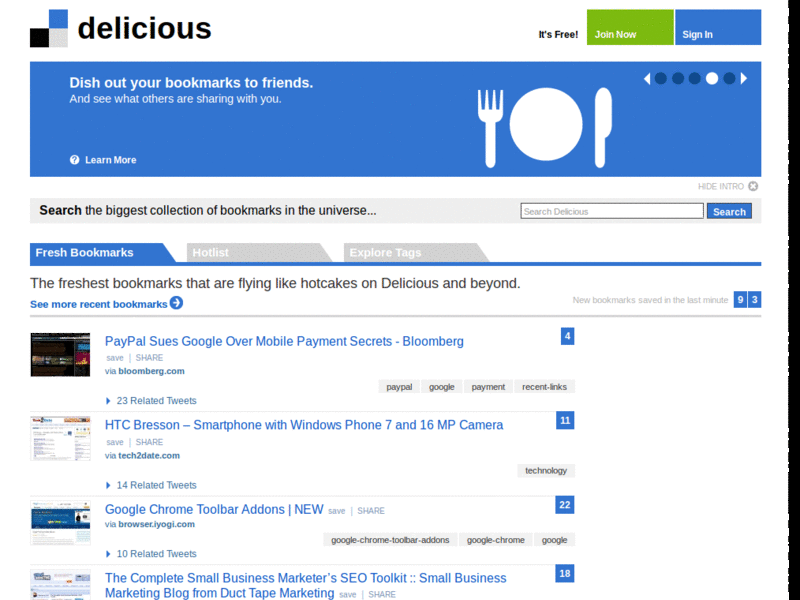 delicious.com: no ALLCAPS & irritating hoverlabels