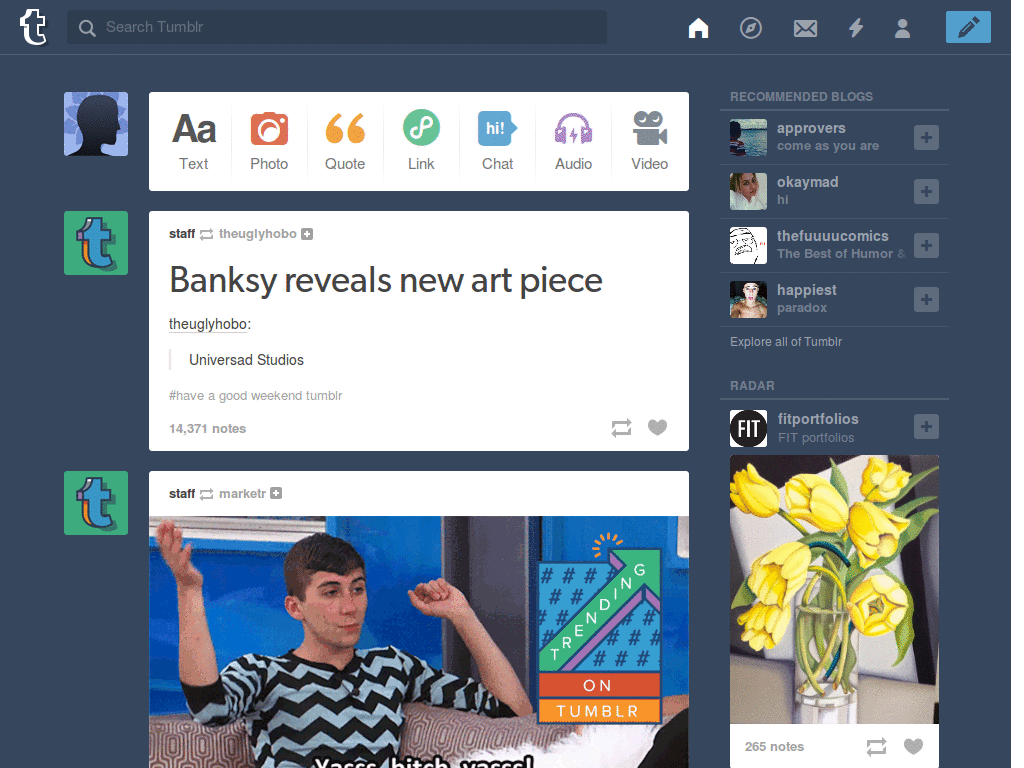 tumblr - Disable scrolling avatars