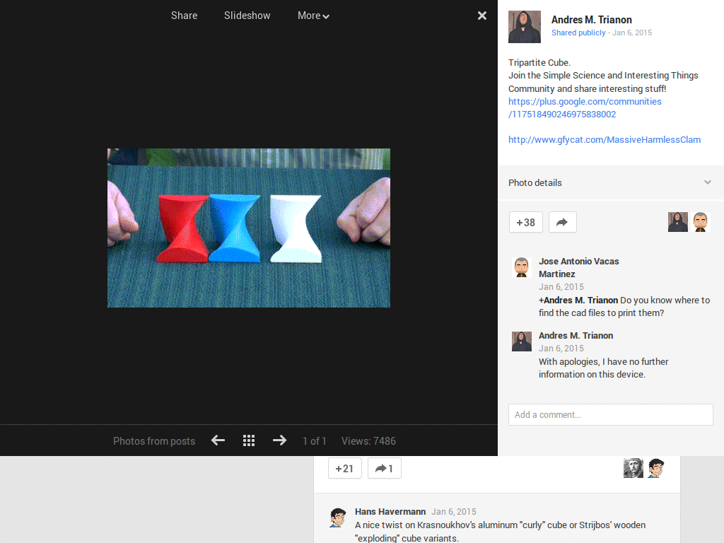 Google+: close photo anywhere, squared avatars