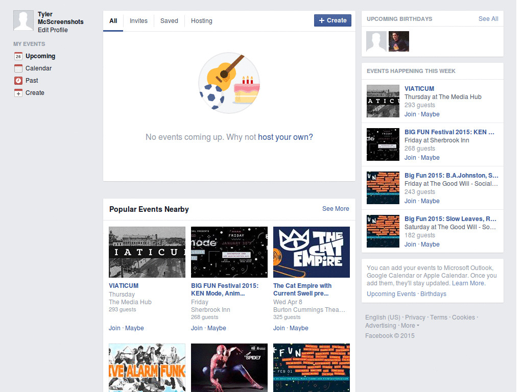 Facebook events focus