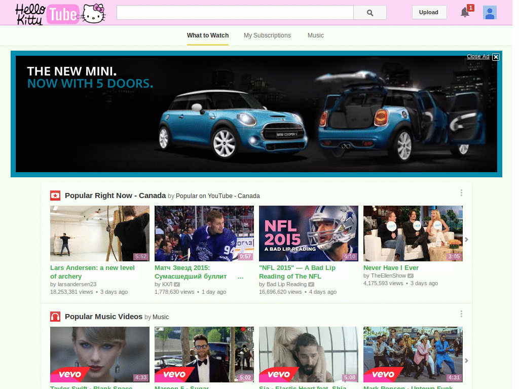YouTube Pink Hello Kitty pixel