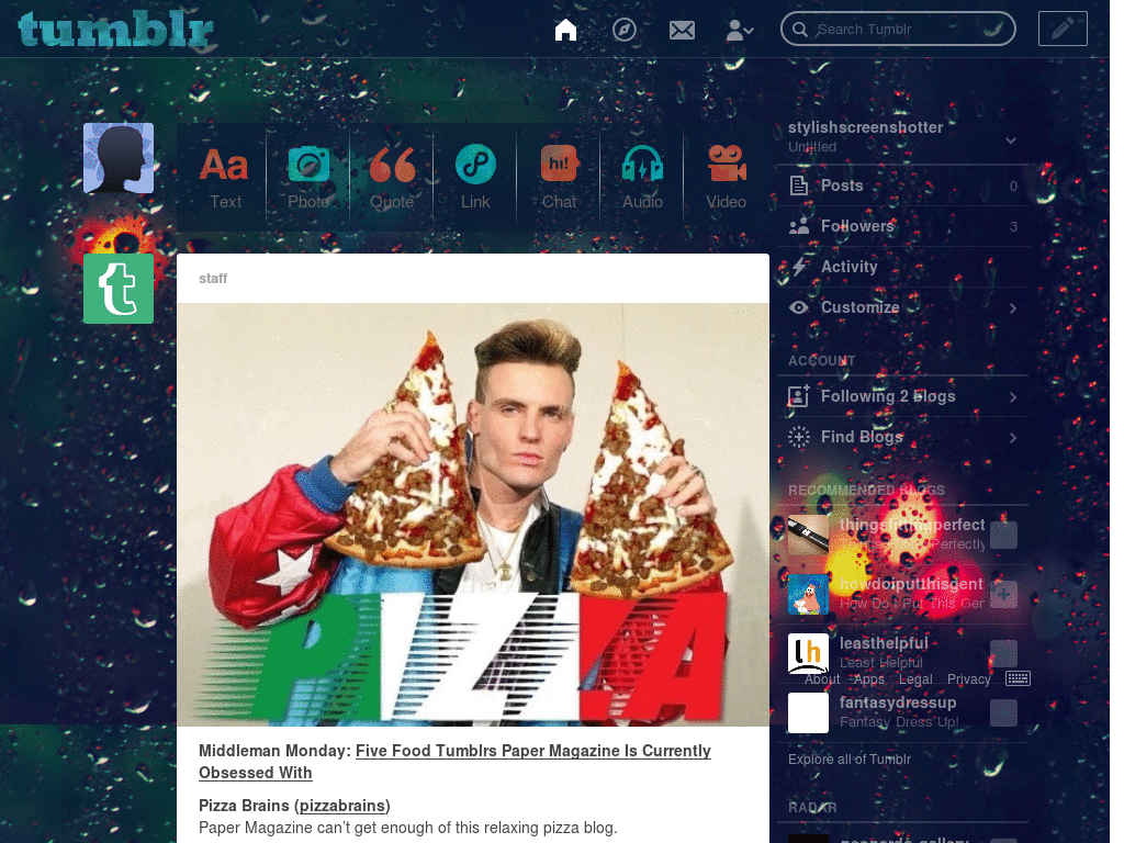 The Blue Umbrella [Tumblr dashboard theme]
