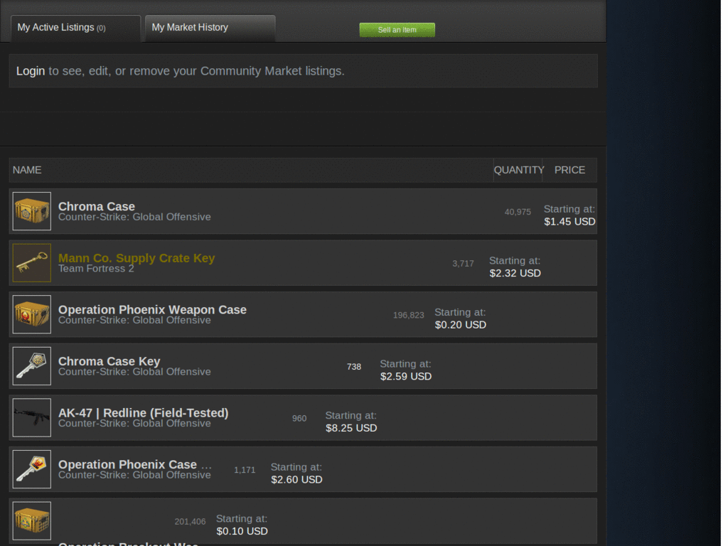 Steam Community Market Mobile (WIP)