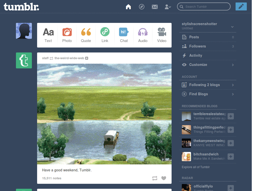 Old Tumblr Dash Links Style