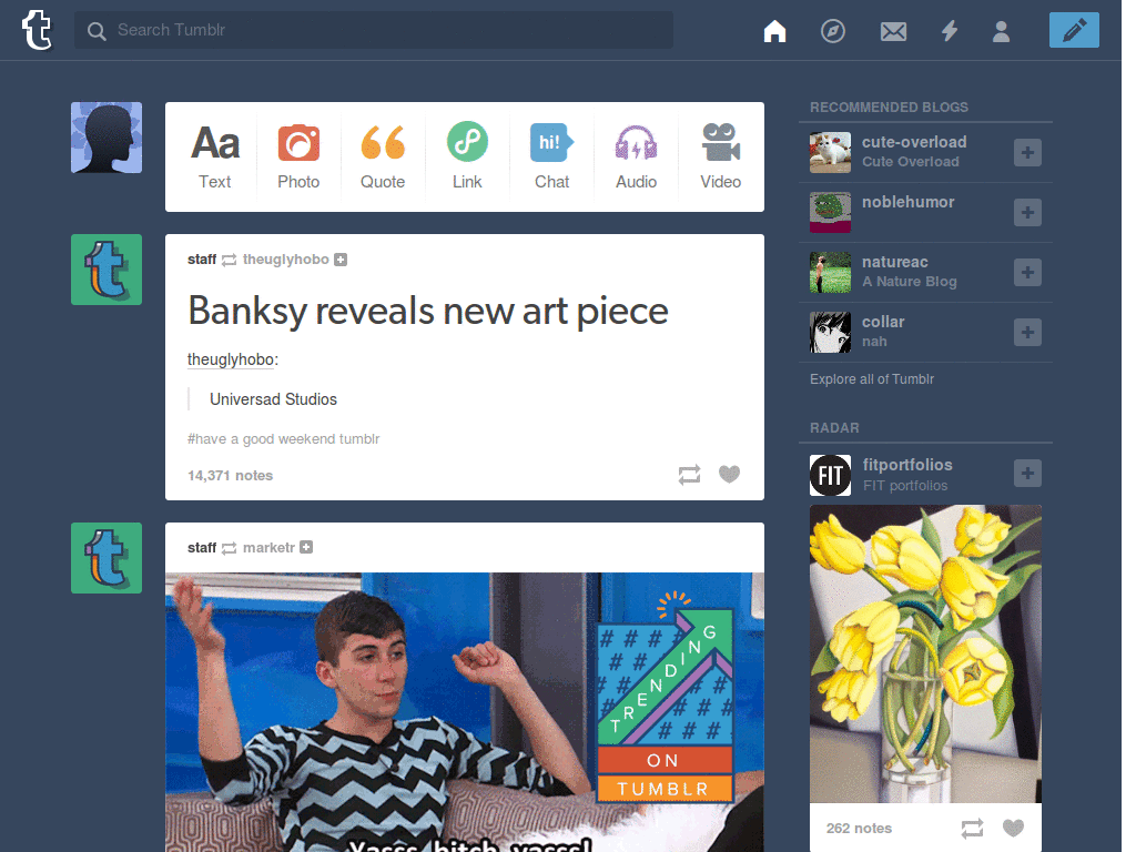 No Tumblr Dashboard Gibson Font