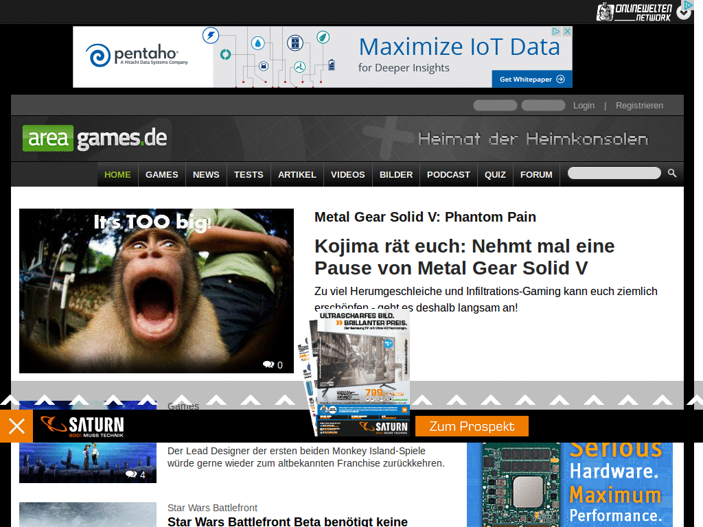 Areagames.de Hauptseite