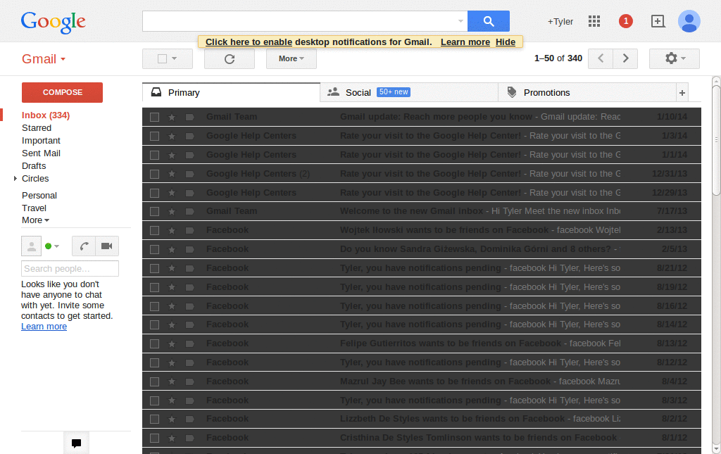 Gmail standard Dark Message List
