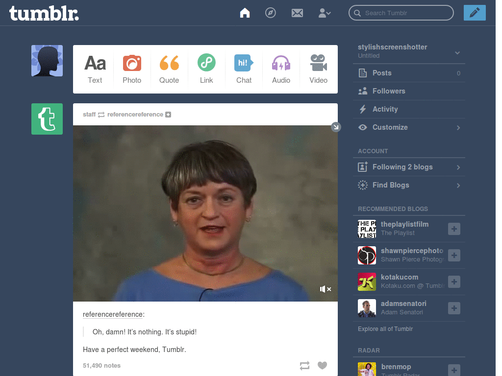 tumblr - Hide follower count on sidebar