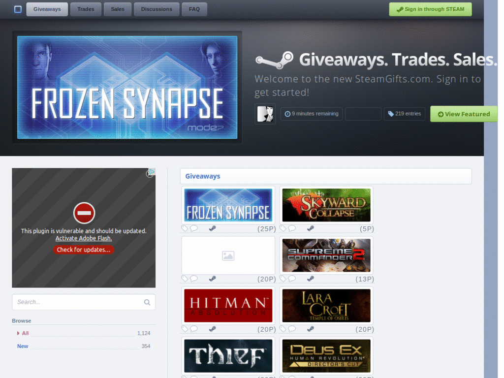 SteamGifts: Minimalistic layout (blocks)