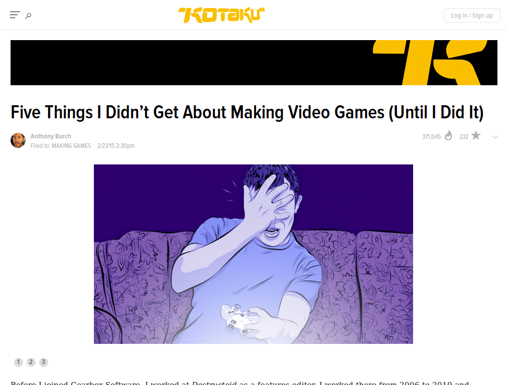 Full-width articles on Kotaku