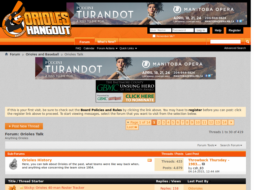 Orioles Hangout Forum Wide